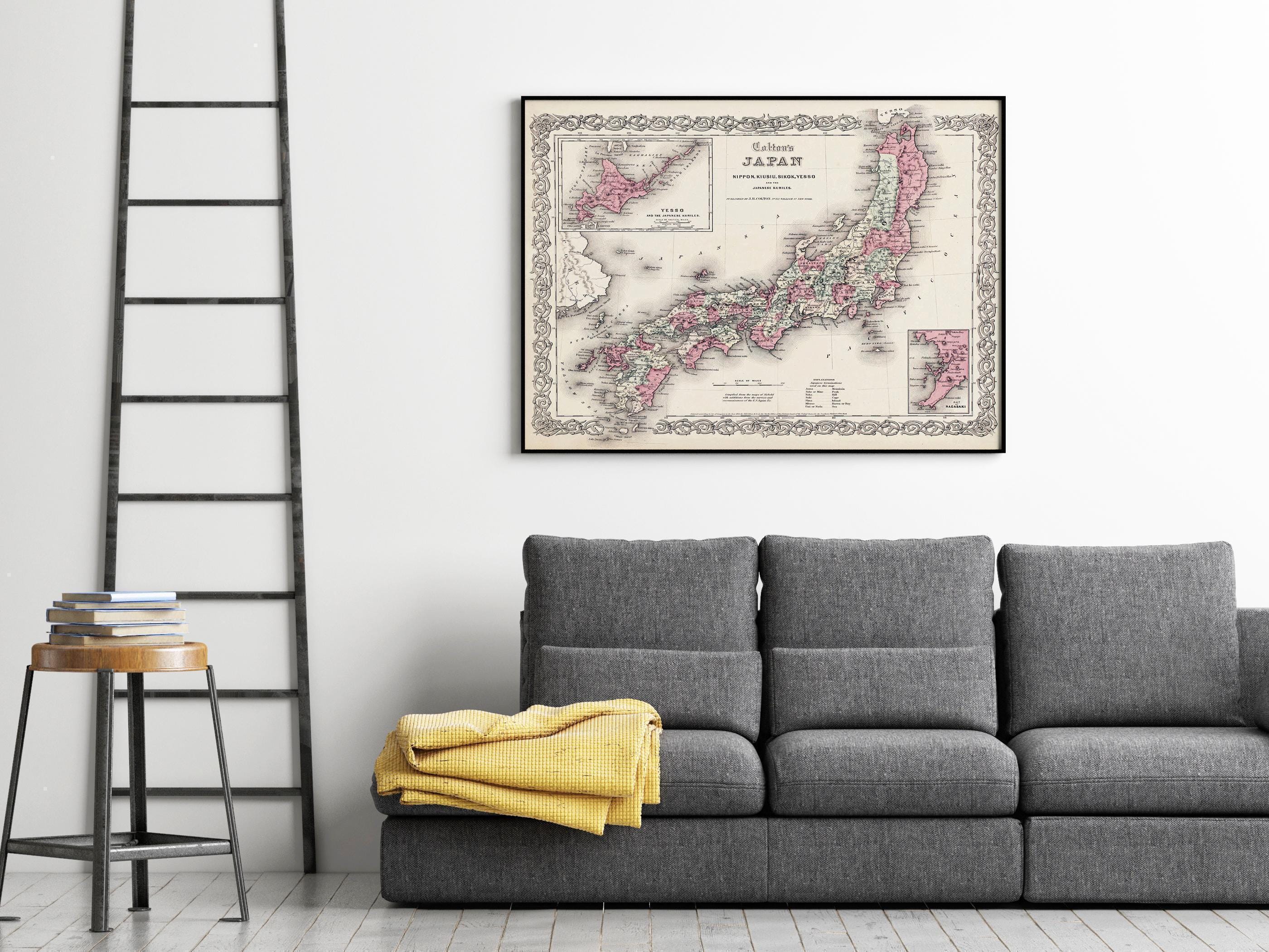 Old Map of Japan 1855 Vintage Map of Japan | Wall Map Print - Etsy