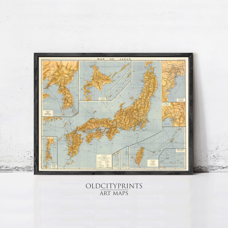 Vintage Map of Japan - Fine Reproduction | Wall Map Print - Etsy