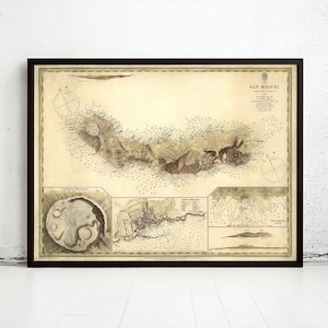 Old Map of San Miguel Açores Azores Islands 1870 São Miguel Açores and Ponta Delgada Map | Vintage Map Wall Art Print | Large Map Print