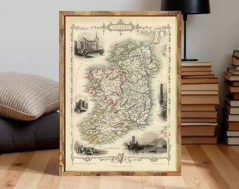 1720年のアイルランド地図、高解像度プリント最大40x60インチ（100 x