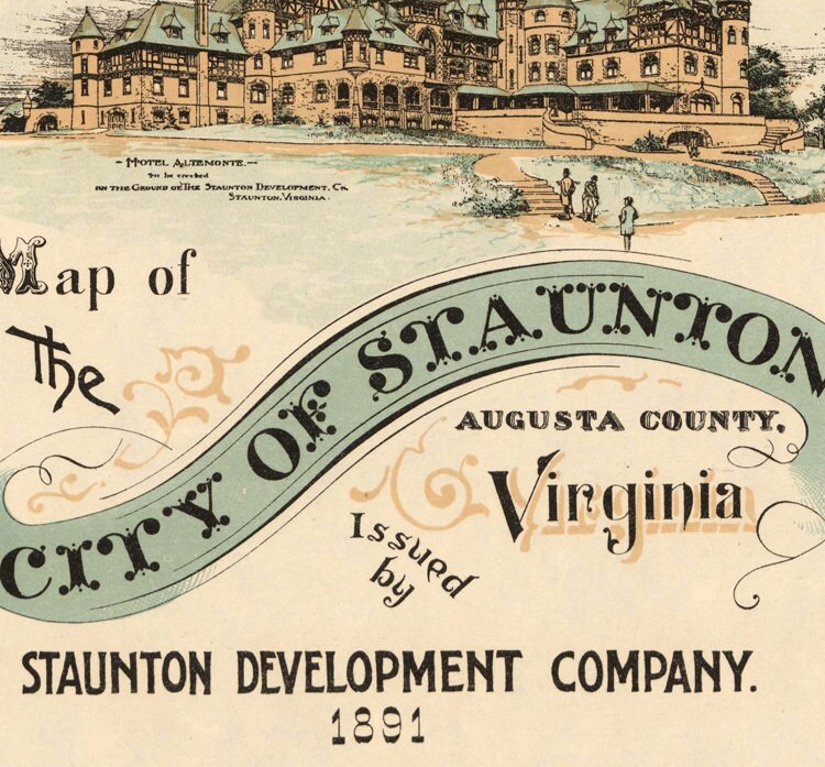 Old Map of Staunton Augusta County Virginia 1891 Vintage Map Etsy