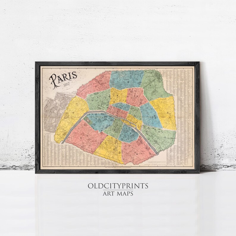 Old Map of Paris 1867 France Vintage Paris Plan | Wall Map Print - Etsy