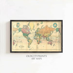 Beautiful World Map Vintage Atlas 1898 Mercator projection  | World Map Gift World Map Print | Vintage World Map | World Map Wall Art