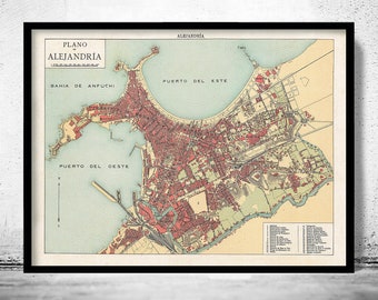 Old map of Alexandria Egypt 1900 Vintage Map  | Vintage Poster Wall Art Print | Wall Map Print | Old Map Print