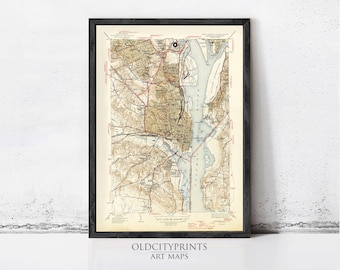Old Map of Alexandria Virginia Columbia Maryland  | Wall Map Print