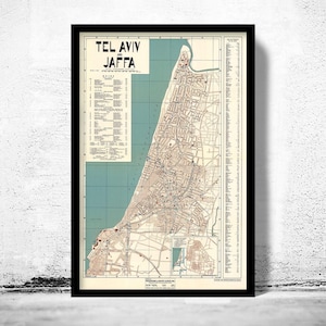 Old Map of Tel Aviv Jaffa Israel 1936 Vintage Map | Vintage Map Wall Art Print | Large Map Print | Home Decor Wall Art