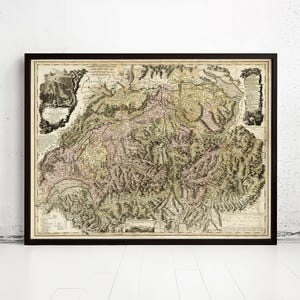 Old Map of Switzerland 1778 Vintage Map | Vintage Map Wall Art Print | Large Map Print | Home Decor Wall Art