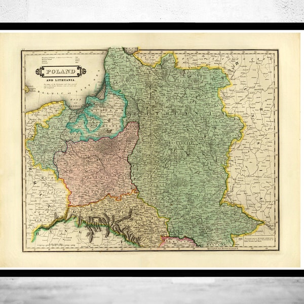 Oude kaart van Polen 1831 Vintage kaart | Vintage poster kunst aan de muur afdrukken | Wandkaart afdrukken | Oude kaartafdruk