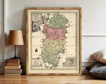 Old Map of Sardinia Sardegna 1720 Vintage Map Sardinia | Wall Map Print