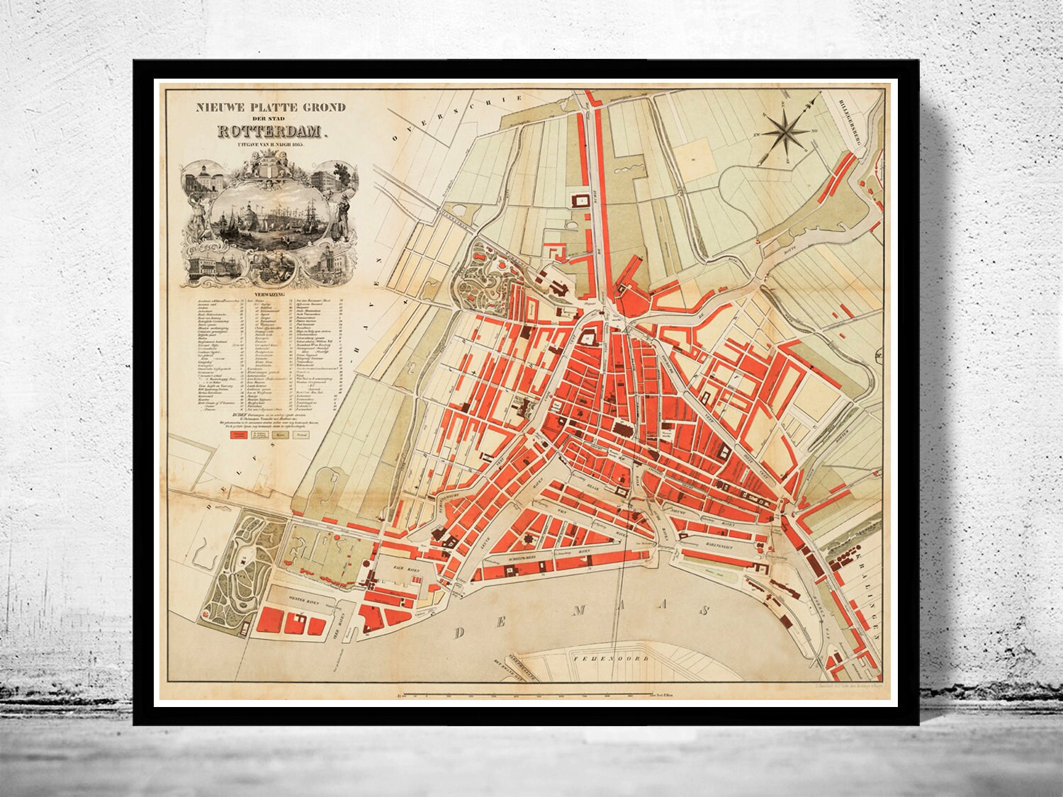 Map Of Rotterdam Netherlands Old Map Of Rotterdam Netherlands 1865 Vintage Map Vintage | Etsy Ireland