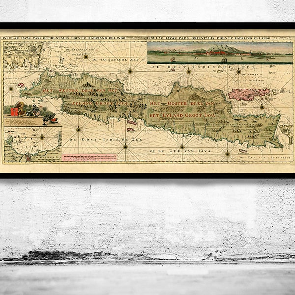 Old Map of Java and Madura Islands Indonesia 1730 Vintage Map | Vintage Poster Wall Art Print | Wall Map Print |  Old Map Print