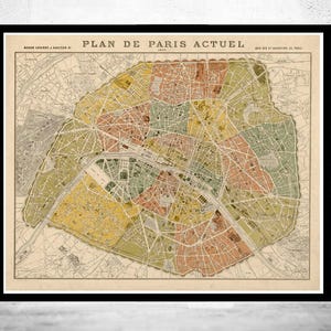 Old Map of Paris 1879 France Vintage Map of Paris  | Vintage Map Wall Art Print | Large Map Print | Home Decor Wall Art