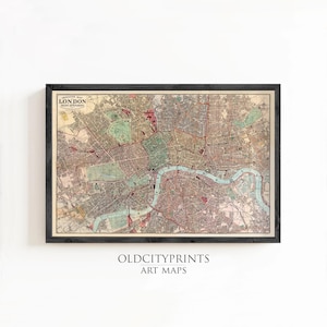 Vintage Map of London 1880 Antique London Map | Vintage Map Wall Art Print | Large Map Print | Home Decor Wall Art