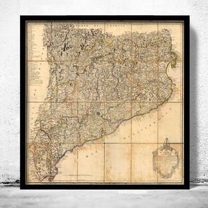 Old Map of Cataluña Catalunya Old Catalonia map 1816  | Vintage Map Wall Art Print | Large Map Print | Home Decor Wall Art
