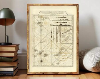 Old Map Canary Islands and Madeira Islands 1787 Vintage Map| Wall Map Print