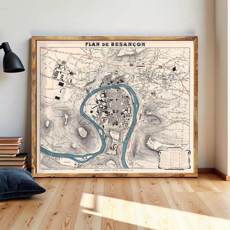 Antique Besançon France Map 1895 | Vintage Wall Art Print - Etsy