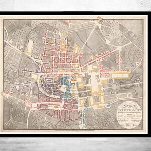 Beautiful Old Map of Stuttgart, Germany 1821 Vintage Map | Vintage Map Wall Art Print | Large Map Print | Home Decor Wall Art