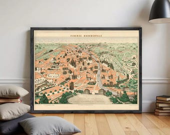 Old Map of Florence Firenze Monumentale 1910  | Wall Map Print