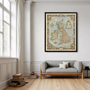 1937 United Kingdom History Map | Vintage UK Wall Print, Ireland, Scotland