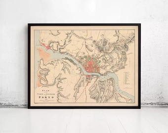 Old Map Oporto Porto Portugal 1832 Mapa do Porto | Wall Map Print