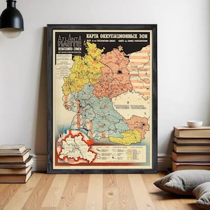 Occupied Germany immediately after the Second World War 1946, Vintage Map 1946