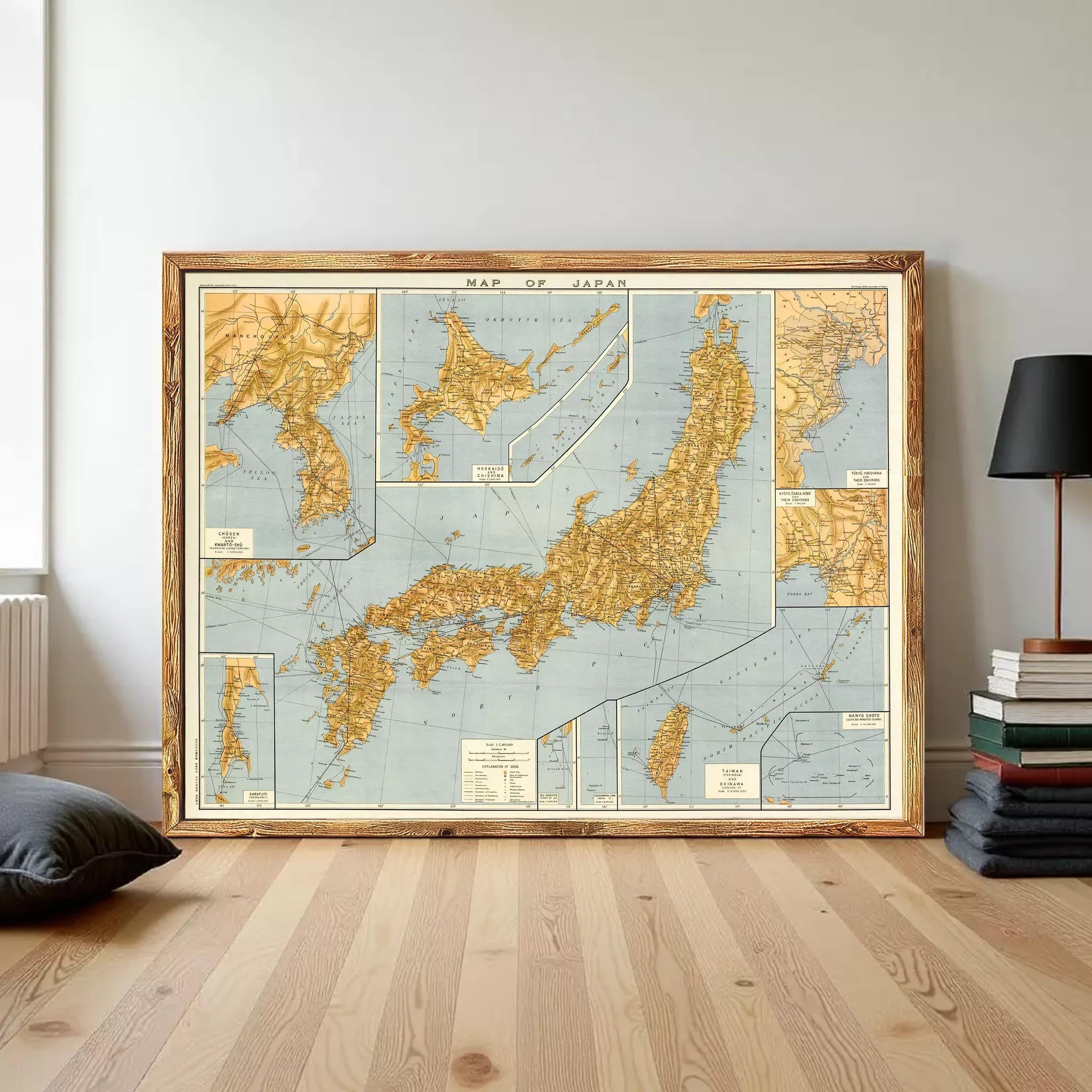 Vintage Map of Japan - Fine Reproduction | Wall Map Print - Etsy