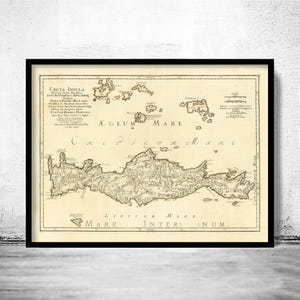 Old Map of Crete Island Greece Creta 1677  | Vintage Map Wall Art Print | Large Map Print | Home Decor Wall Art