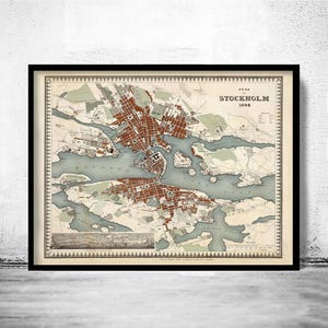 Old Map of Stockholm Sweden 1844 Vintage Map | Vintage Map Wall Art Print | Large Map Print | Home Decor Wall Art