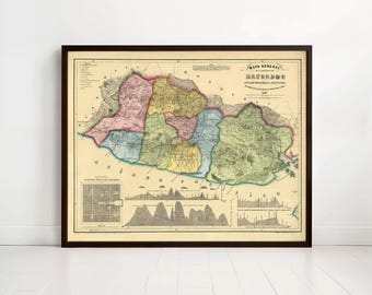 Old Map of El Salvador Honduras 1839 | Wall Map Print