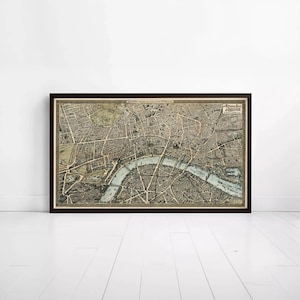 Old Map of London 1892 Birdseye View London Vintage Map | Wall Map Print