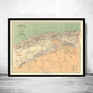Old Map of Algeria Algerie 1884 Vintage map  | Vintage Map Wall Art Print | Large Map Print | Home Decor Wall Art