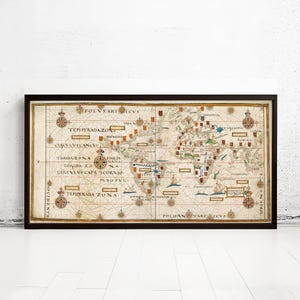 Old World Map Portuguese Discoveries Séc XVI World Wall Map | World Map Gift World Map Print | Vintage World Map | World Map Wall Art