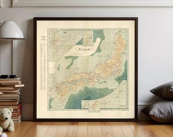 古い日本地図（1901年）ヴィンテージ日本列島地図帳ポスター - Etsy 日本