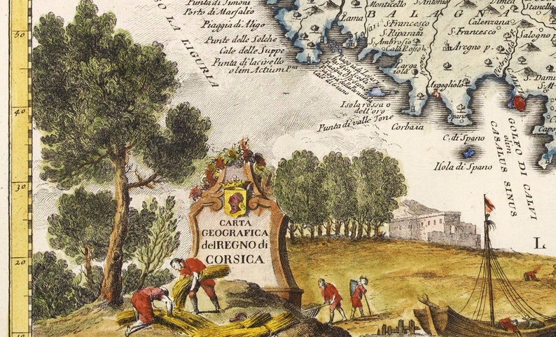 Vintage Poster Wall Art Print Old Map of Corsica Isle de Corse 1740