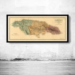 Old Map of Jamaica 1888 Vintage map of Jamaica | Vintage Map Wall Art Print | Large Map Print | Home Decor Wall Art