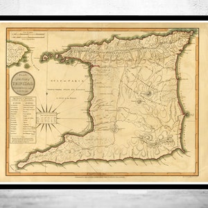 Old Map of Trinidad Tobago 1800 Vintage Map | Vintage Poster Wall Art Print | Wall Map Print | Old Map Print