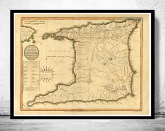 Old Map of Trinidad Tobago 1800 Vintage Map | Vintage Poster Wall Art Print | Wall Map Print | Old Map Print