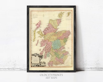 Antique Scotland Map 1778 | Vintage Wall Decor, William Faden Print