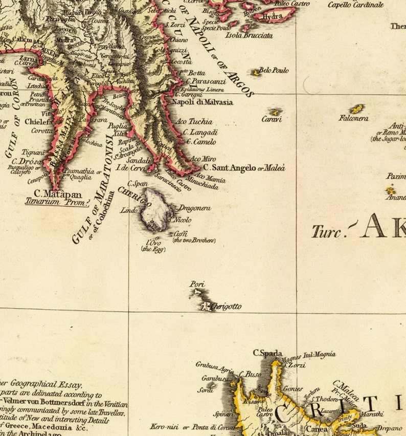 Old Map of Greece 1791 Vintage map Vintage Poster Wall Art Print