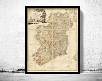 Vintage Map of Ireland 1797 Beautiful Antique map of Ireland  | Vintage Poster Wall Art Print | Wall Map Print |  Old Map Print
