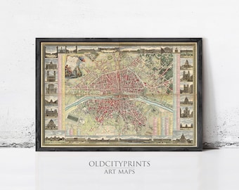 パリ地図印刷：フランス革命時代、ヴィンテージ都市計画 - Etsy 日本