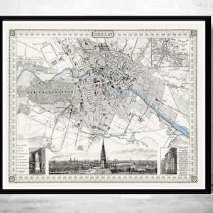 Old Map of Berlin, Germany 1860 Antique Vintage Map | Vintage Map Wall Art Print | Large Map Print | Home Decor Wall Art
