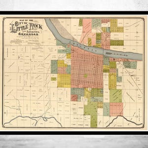 Vintage Map of Little Rock, Arkansas 1882  | Vintage Map Wall Art Print | Large Map Print | Home Decor Wall Art