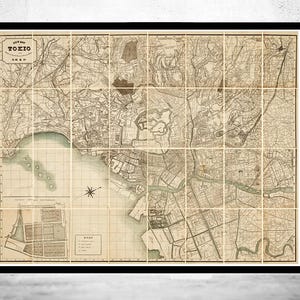 Beautiful Old Map of Tokyo Japan 1893 Vintage Map Tokyo | Vintage Map Wall Art Print | Large Map Print | Home Decor Wall Art