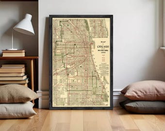 Old Map of Chicago 1906 Vintage Map Chicago | Wall Map Print
