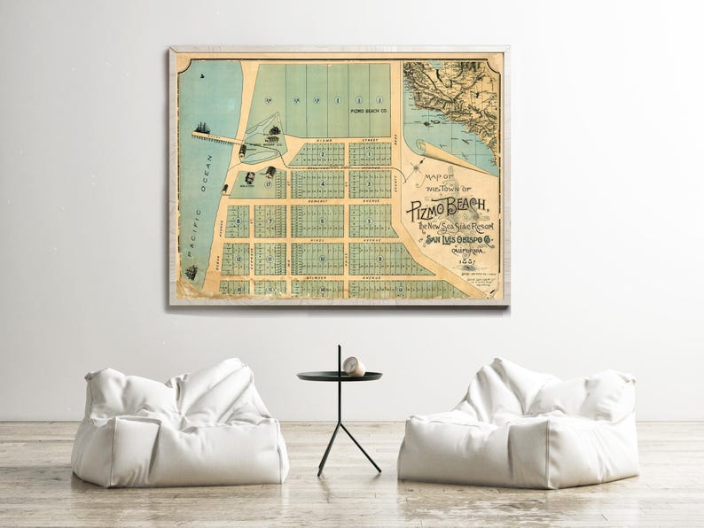 Old Map of Pismo Beach San Luis Obispo 1887 Vintage Map | Wall Map Print image 4