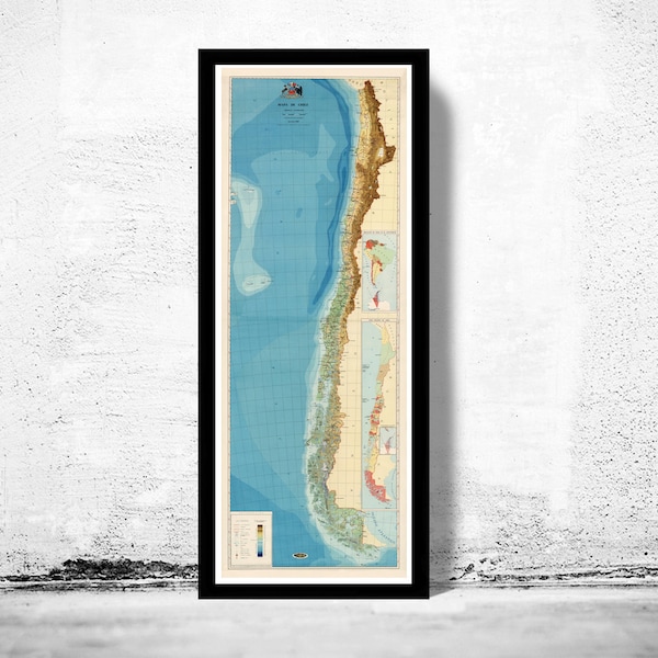 Alte Landkarte von Chile | Vintage Poster Wand Kunst Druck | Wall Map Print | Alte Landkarte Print