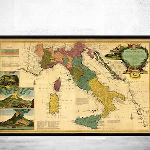 Old Map of Italy 1730 Vintage Map | Vintage Map Wall Art Print | Large Map Print | Home Decor Wall Art