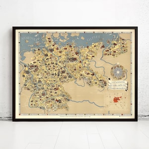 Old Vintage Map of Germany Tourism Guide 1941 Vintage Map | Vintage Map Wall Art Print | Large Map Print | Home Decor Wall Art
