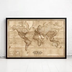 Beautiful World Map Vintage Atlas 1914 Mercator projection SEPIA  | World Map Gift World Map Print | Vintage World Map | World Map Wall Art